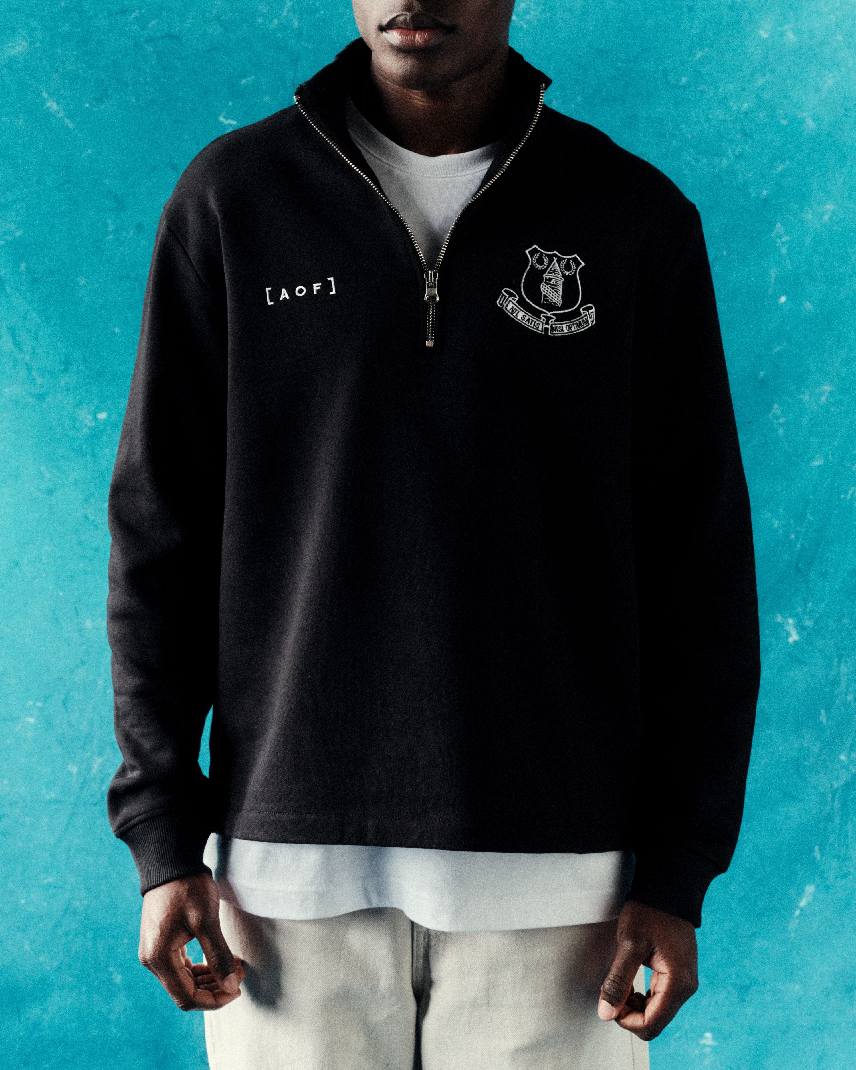 AOF x Everton Quarter Zip Sweat | Black Top | Art of Football