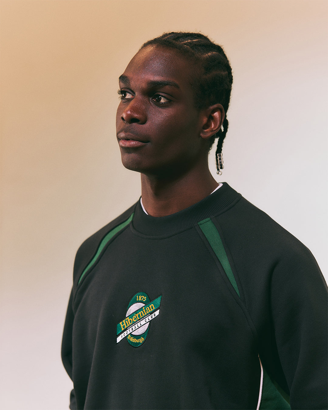 ART OF Hibernian Black Panelled Sweat | HFC Embroidered Football Merch