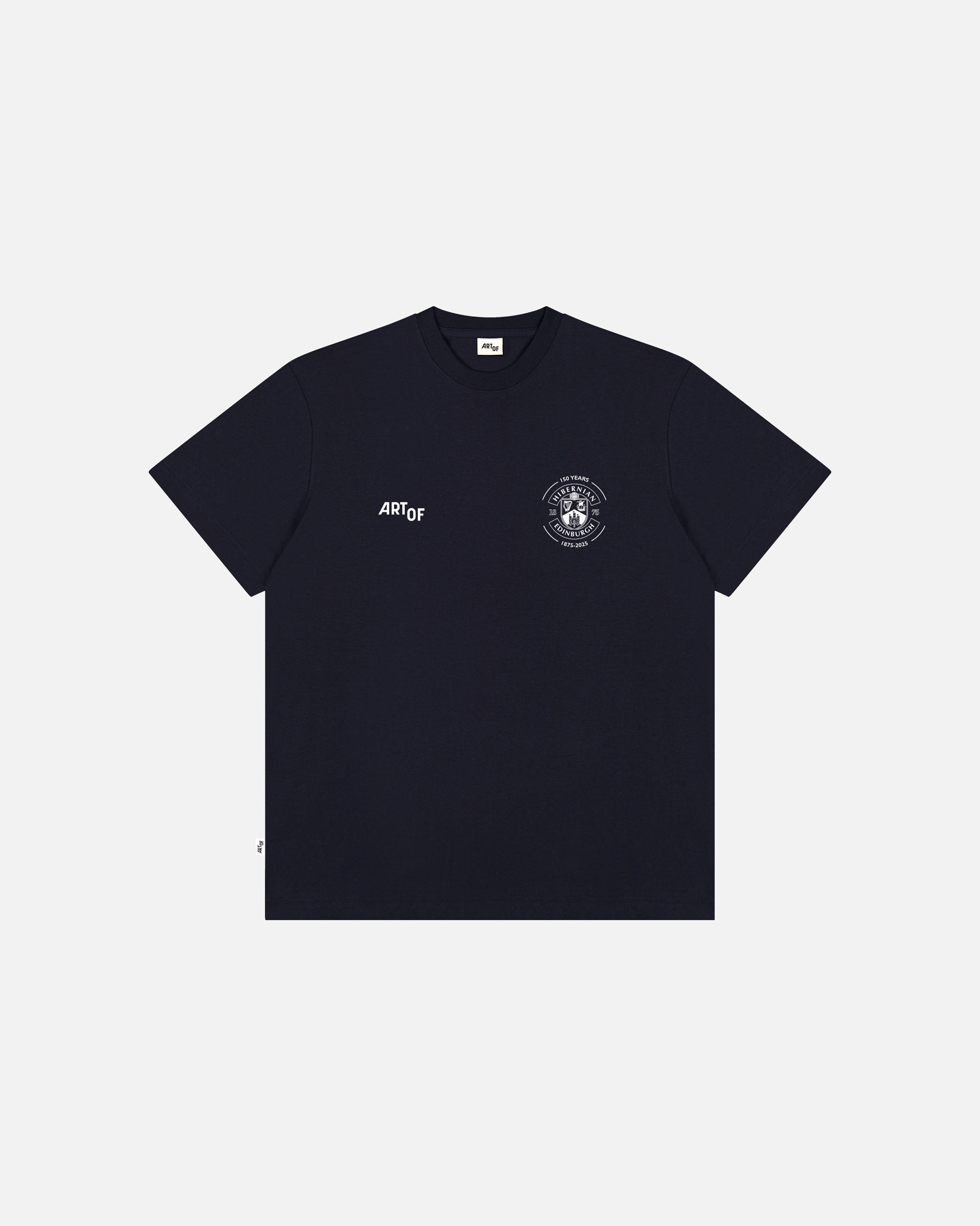 ART OF x Hibs Crest History Tee | HFC Navy Graphic Football T-shirt
