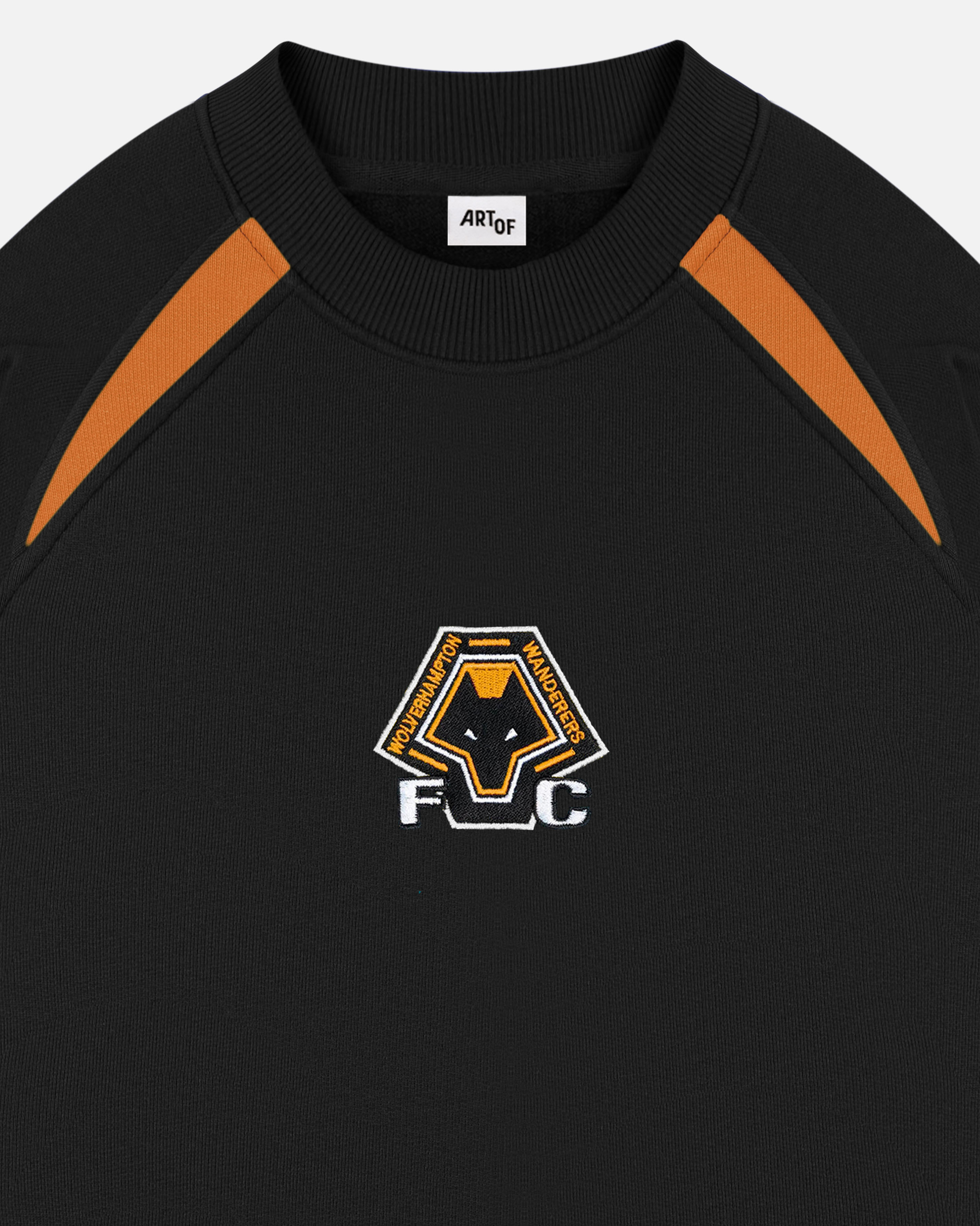 ART OF x Wolves Black & Orange Panelled Sweat | WWFC Football Merch